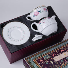 Magique by The Wishing Chair x ClayCraft : Portrait of a Rose - Tea for One Giftbox | Ceramic Tea Cup and Saucer| Dishwasher Safe | Festive Gifting | GiftBox Packaging