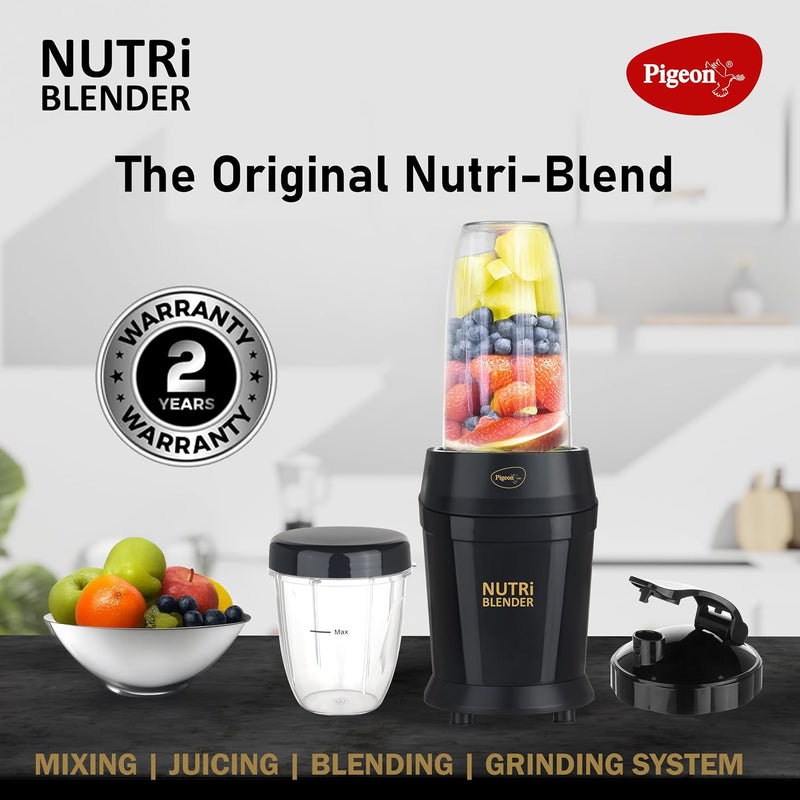 Pigeon by Stovekraft Nutri Blender | Grinder Juicer Blender Smoothie Maker All-in-1 Machine | 600 Watt | 2 Jars- Multius