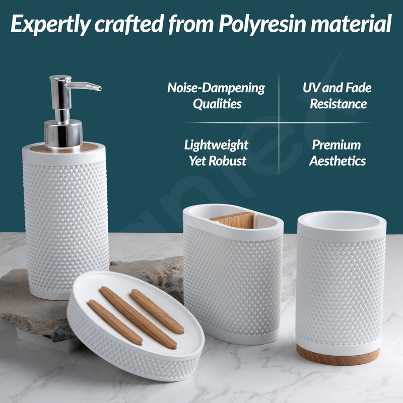 Plantex Polyresin Bathroom Accessories Set Soap Dispenser/Toothbrush Holder/Tumbler Holder/Soap Dish - 4 Piece(922)-2