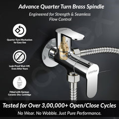 Plantex Pure Brass Angle Valve 2 in 1/Two Way Angle Cock Tap with Wall Flange & Teflon Tape/Angle Valve for Bathroom with 7 Year Manufacturer's Warranty- (Alpha, Chrome)-2