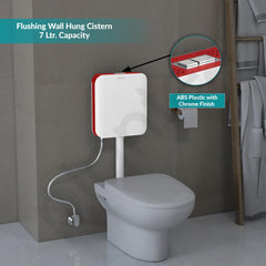 Plantex Flush Tank for Toilet/7 LTR Water Capacity Flushing Cistern/Polypropylene Slim Dual Tone Toilet Flush Tank - Pack of 1 (Red and White)-2
