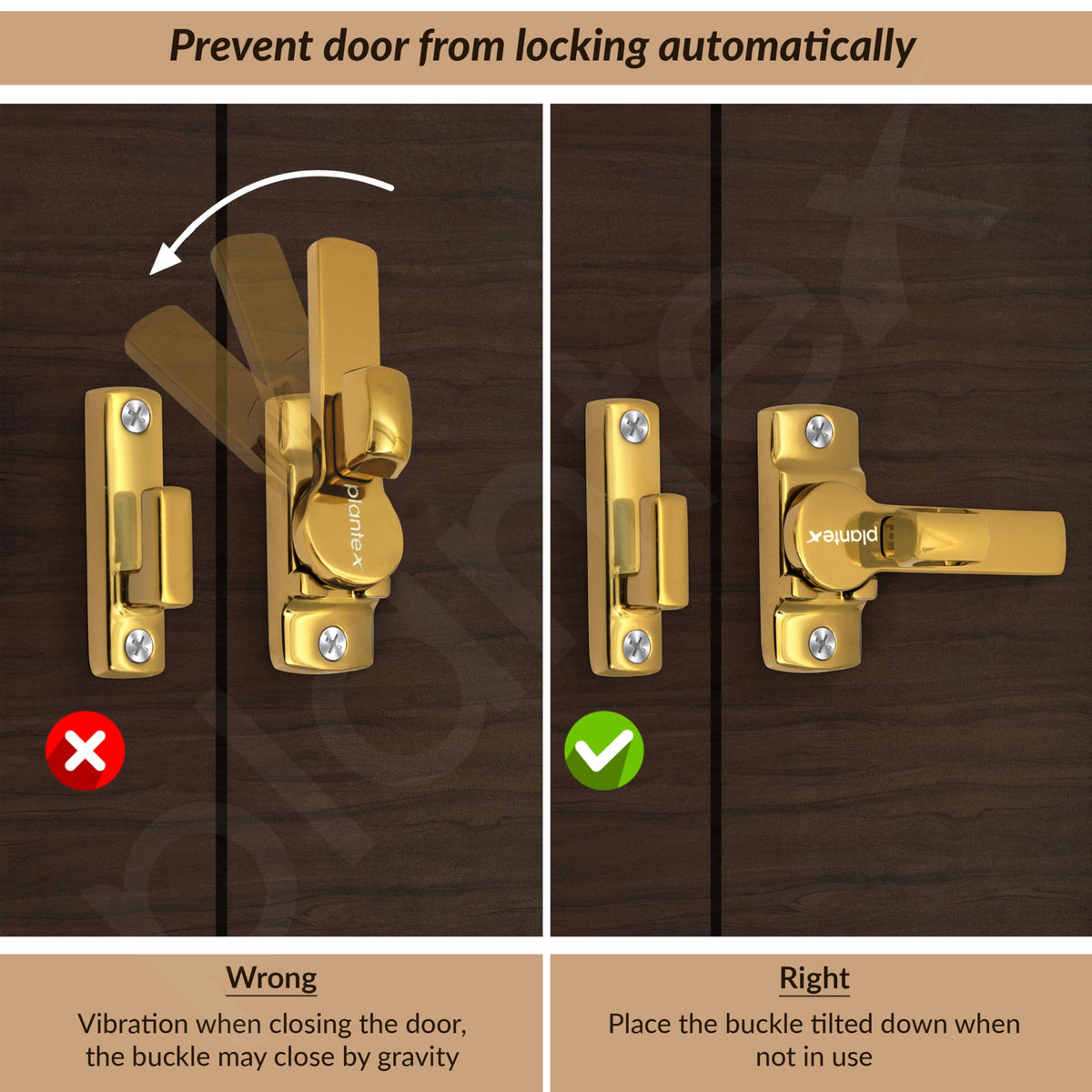 Plantex Door Latch for Balcony/Bathroom/Bedroom/Garden/Sliding Gate - Baby Latch Lock/Chitkani/Back Stopper - (PVD Gold)-5