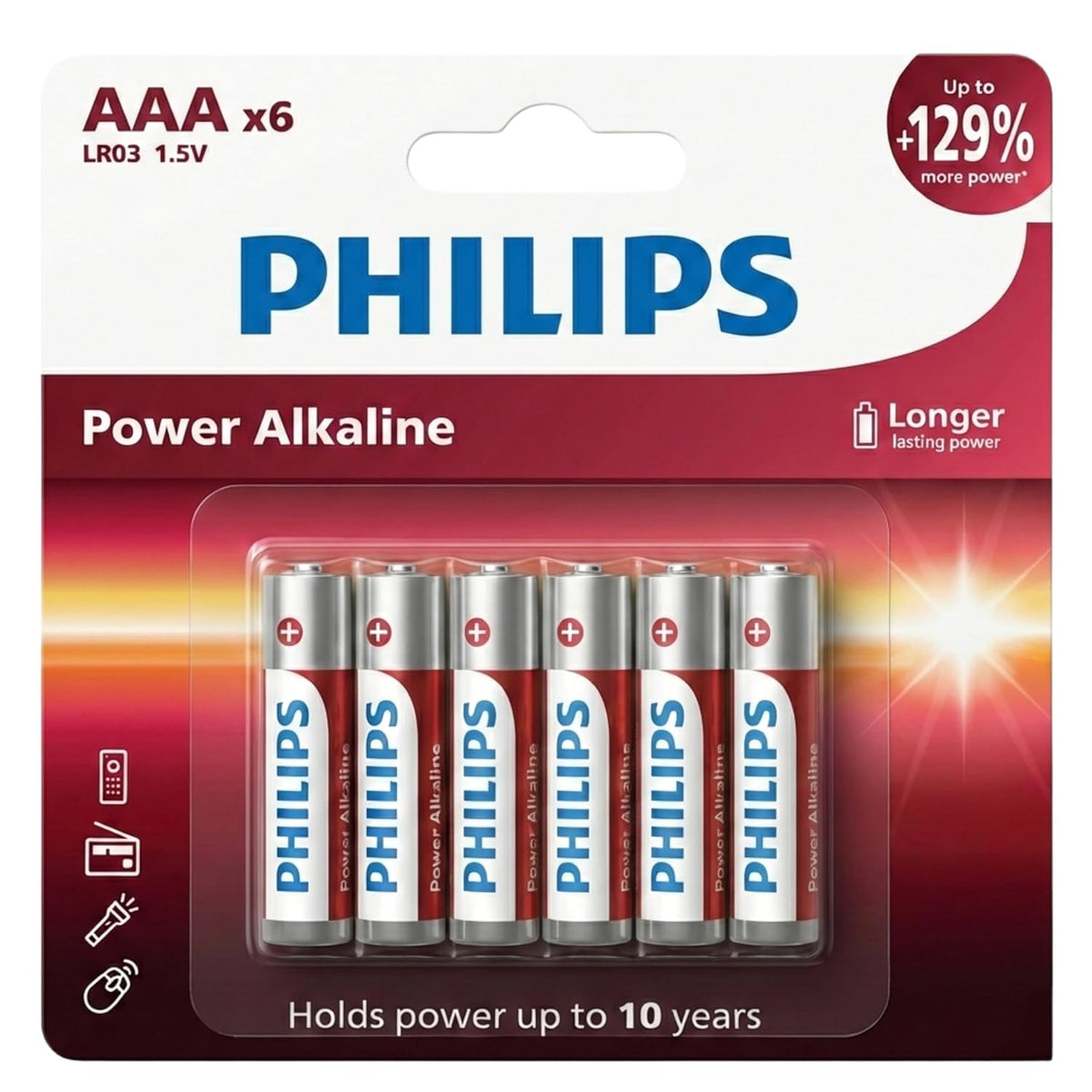 Philips LR03P6B/94 AAA Power Alkaline Battery (Pack of 6)