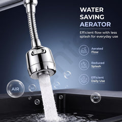 Plantex Water Saving Kitchen Tap Extender/2 Mode ABS Flexible Tap Extension With Aerator/360° Neck Rotation -(Chrome, APS-N-3)-6