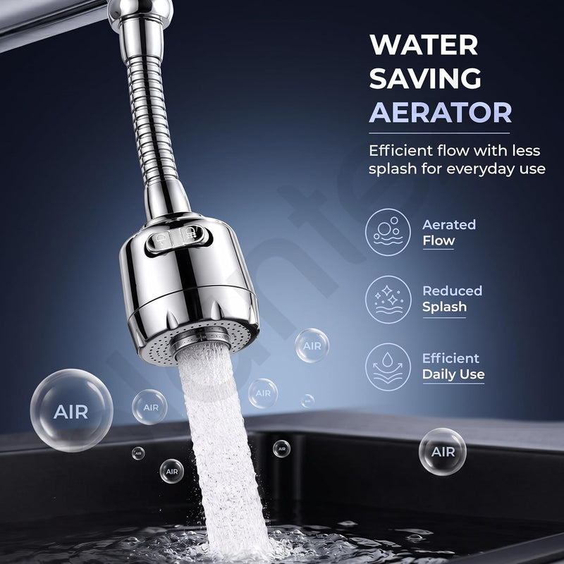 Plantex Water Saving Kitchen Tap Extender/2 Mode ABS Flexible Tap Extension With Aerator/360° Neck Rotation -(Chrome, APS-N-3)-6