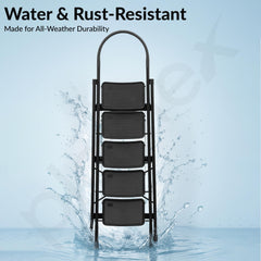 Plantex Hercules Pro 5-Step Foldable Ladder for Home with 150 kg Load Capacity/Heavy-Duty Steel Ladder/Anti-Slip Wide Step/Strong, Stable & Multi-Purpose (Black)-3