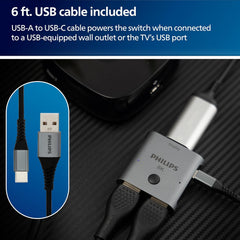 Philips 2 Device HDMI 2.1 Switch Splitter [8K@60Hz 4K@120Hz] Dolby Atmos, HD Dolby 7.1 Surround Sound (SWV9173GR/37)