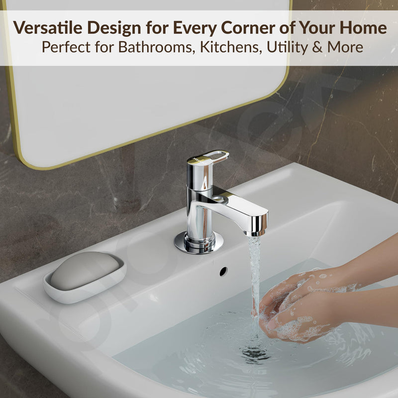 Plantex Pillar Cock Water Tap/Pure Brass Pillar Cock for Wash Basin with Teflon Tape/Single Lever Tabletop Basin Tap - (Flip, Chrome)-6