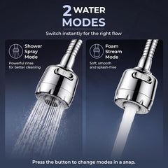 Plantex Water Saving Kitchen Tap Extender/2 Mode ABS Flexible Tap Extension With Aerator/360° Neck Rotation -(Chrome, APS-N-3)-5