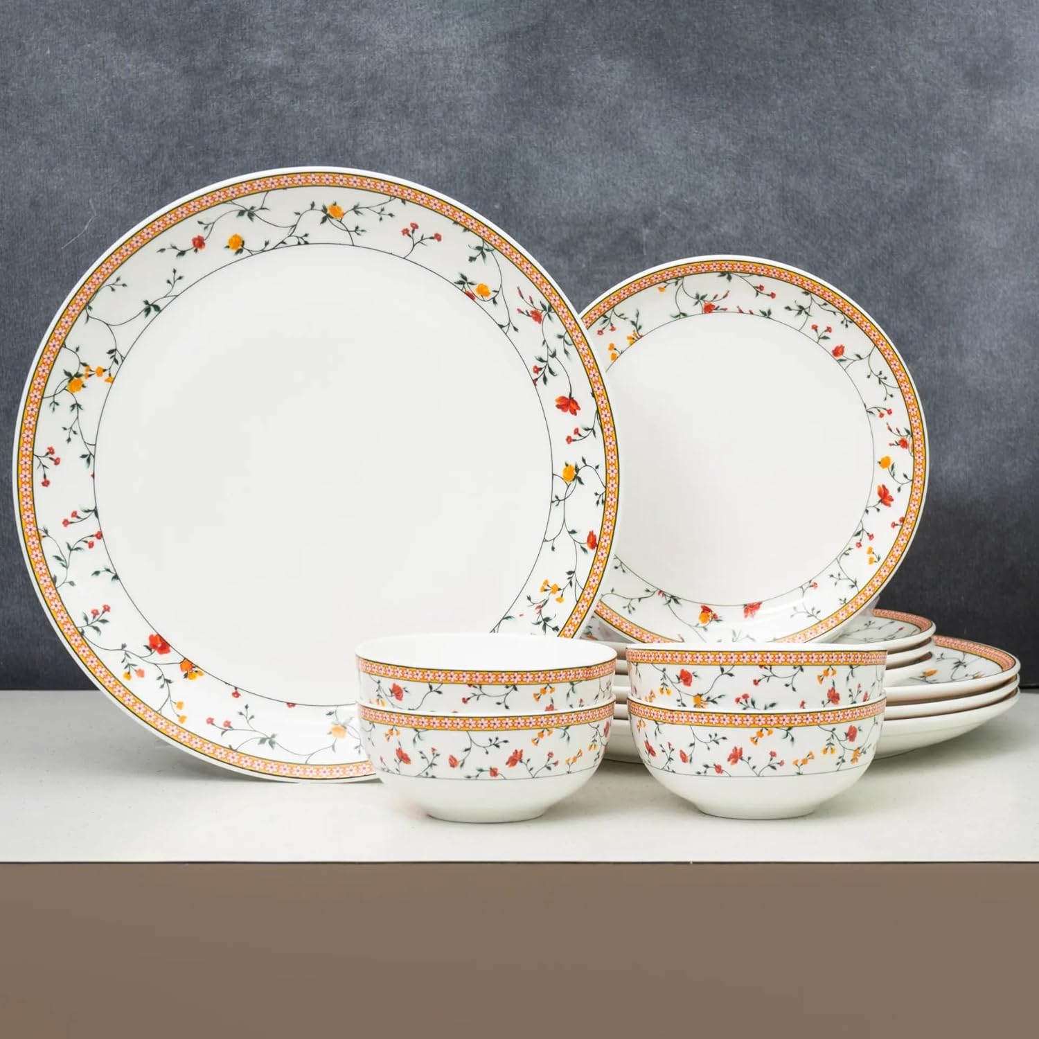 Clay Craft Fine Ceramic Eco Dinner Set, Enchanting Gold, for Family of 4, Dinner Set Ceramic, Crockery Set, Dining Set for Dinner, Crockery Set for Gift, Kitchen Set (ECO1, 12 Pieces)
