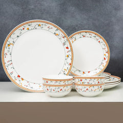 Clay Craft Fine Ceramic Eco Dinner Set, Enchanting Gold, for Family of 4, Dinner Set Ceramic, Crockery Set, Dining Set for Dinner, Crockery Set for Gift, Kitchen Set (ECO1, 12 Pieces)
