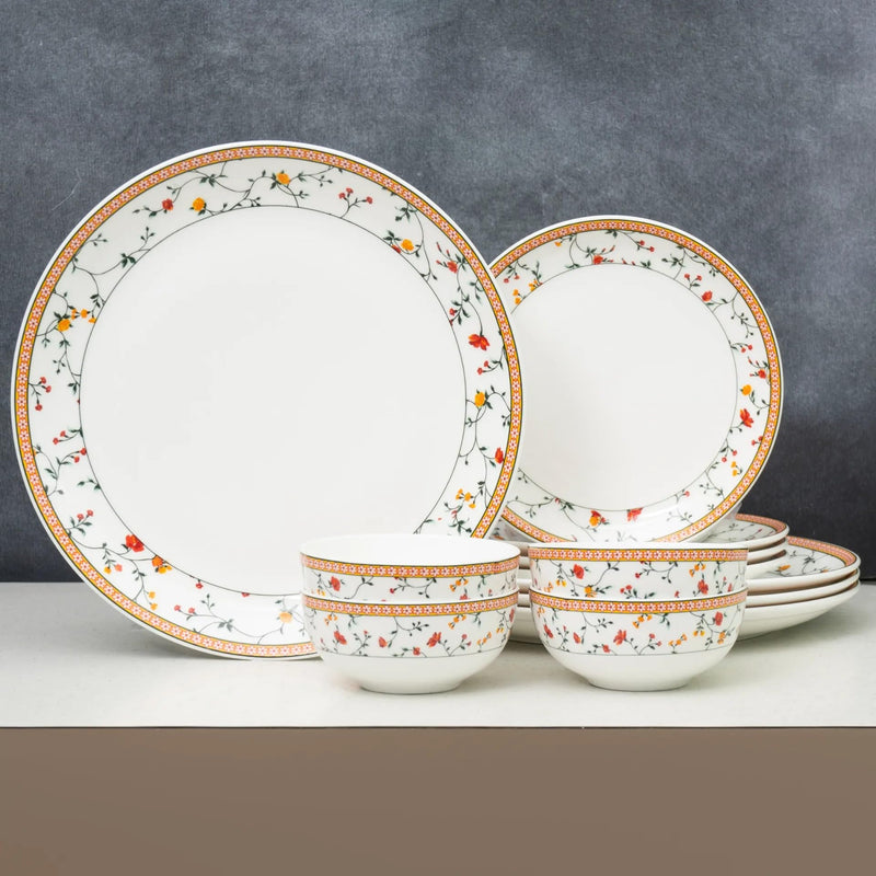 Clay Craft Fine Ceramic Eco Dinner Set, Enchanting Gold, for Family of 4, Dinner Set Ceramic, Crockery Set, Dining Set for Dinner, Crockery Set for Gift, Kitchen Set (ECO4, 12 Pieces)