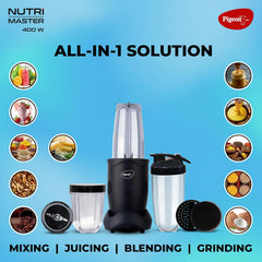 Pigeon by Stovekraft Nutri Master | Mixer Grinder Juicer Blender Smoothie Maker All-in-1 Machine | 400 Watt | 3 Jars |1Y