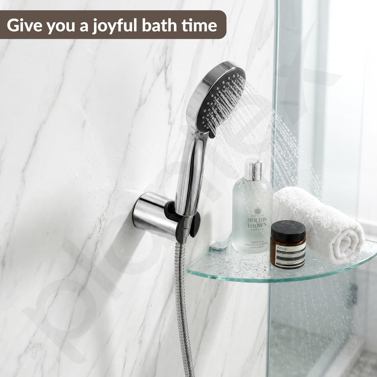 Plantex Hand Shower Holder for Bathroom/Adjustable Handheld Shower/Wand Holder/Wall Mount Bracket - Pack of 2 (Chrome & Black)-4