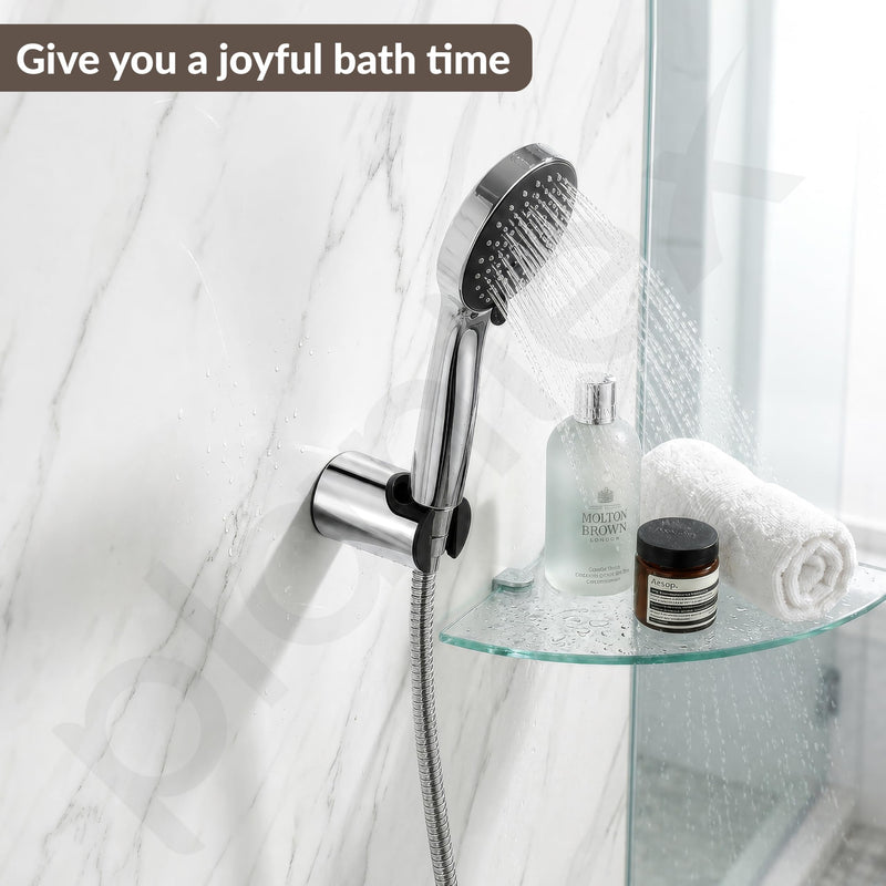 Plantex Hand Shower Holder for Bathroom/Adjustable Handheld Shower/Wand Holder/Wall Mount Bracket - Pack of 2 (Chrome & Black)-4
