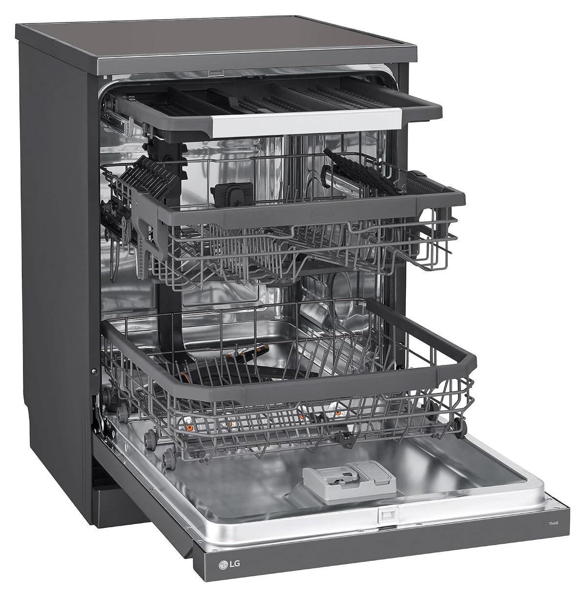 LG 15 Place Settings with TrueSteam Technology Freestanding Dishwasher (DFB435FM, Matte Black, Auto Open Door, QuadWash, EasyRack Plus-Easy to load)-5