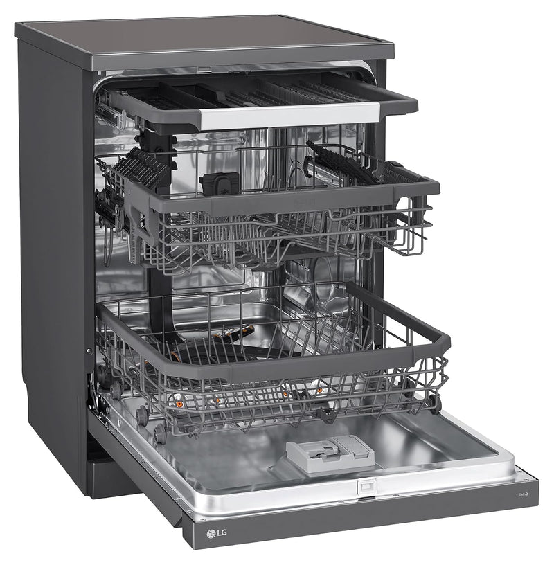 LG 15 Place Settings with TrueSteam Technology Freestanding Dishwasher (DFB435FM, Matte Black, Auto Open Door, QuadWash, EasyRack Plus-Easy to load)-5