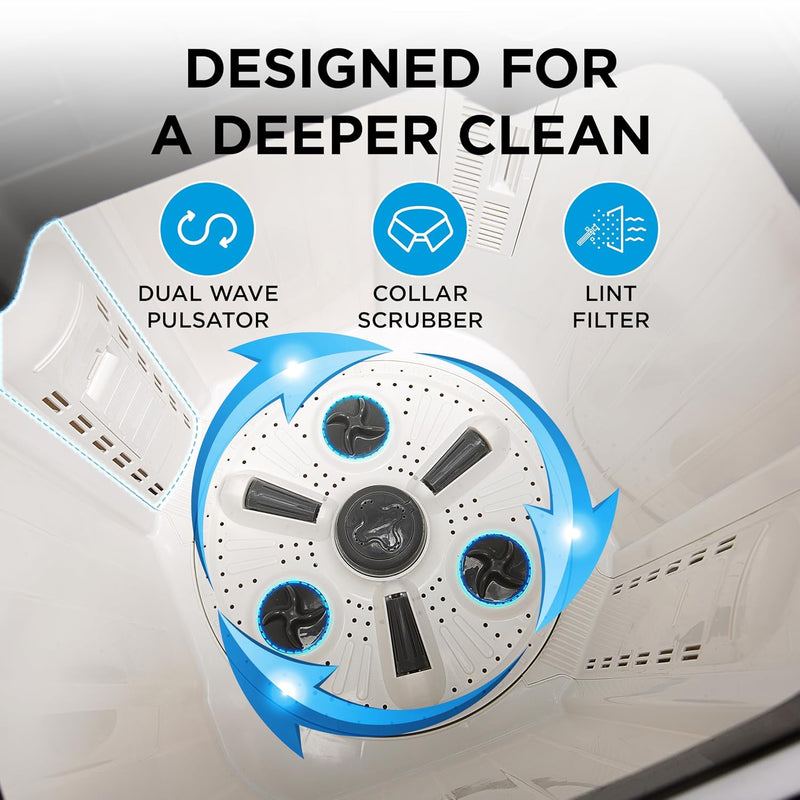 Midea 9.5 Kg 5 Star Toughened Glass Semi Automatic Top Load Washing Machine Black White (MWMSA095GPG(KW) Rust proof Body with 1300 RPM)