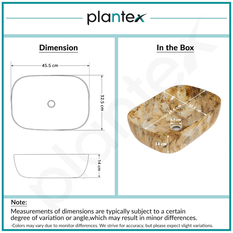 Plantex Basin for Bathroom/Ceramic Table Top/Counter Top Wash Basin (Alpha -NS-137, 18 x 13 x 5.5 Inch)-3