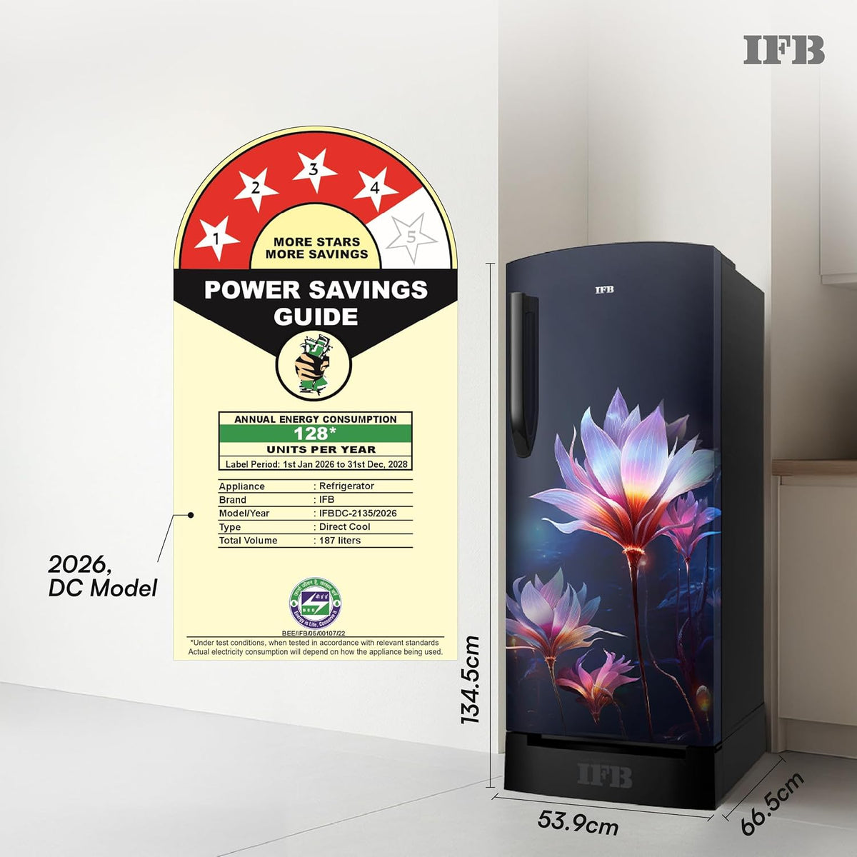 IFB 187L 4 Star Advanced Inverter Direct-Cool Single Door Refrigerator with 30 Hrs Cooling Retention, Big Vegetable Box, 4 Year Super Warranty & Base (IFBDC-213DYBPED)-2