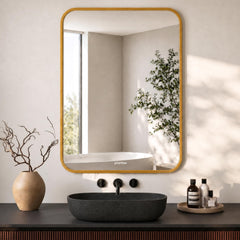 Plantex Aluminium Frame Mirror for Wall/Rectangle Wall Mount Mirror for Bedroom/Dressing Room/Living Room/Entryway - (20x28 Inch-Gold)-1