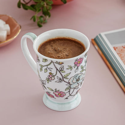 Magique by The Wishing Chair x ClayCraft : Vines Happy Days Ceramic Coffee Mug 300ml | Fine China Floral Milk Tea Cup | Microwave & Dishwasher Safe | Elegant Mug for Home Office Gifting