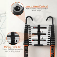 Plantex 14.5 feet (4.4m) Telescopic Ladder/Durable Steps/Collapsible Ladder for Home or Outdoor Work/Aluminium Telescopic Ladder - (Orange)-4