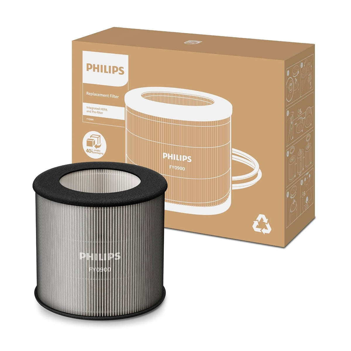 Philips FY0900/30 Genuine HEPA NanoProtect Replacement Filter for Air Purifier AC0920, AC0921, AC0817, AC0819, AC0820 | 900 & 800 Series | 99.97% Filtration