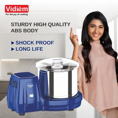 Vidiem Tusker 2.0L Table Top Wet Grinder | 200W Power Max Motor | Twin Wipers, Metal Chassis, Easy Lock | Stainless Stee