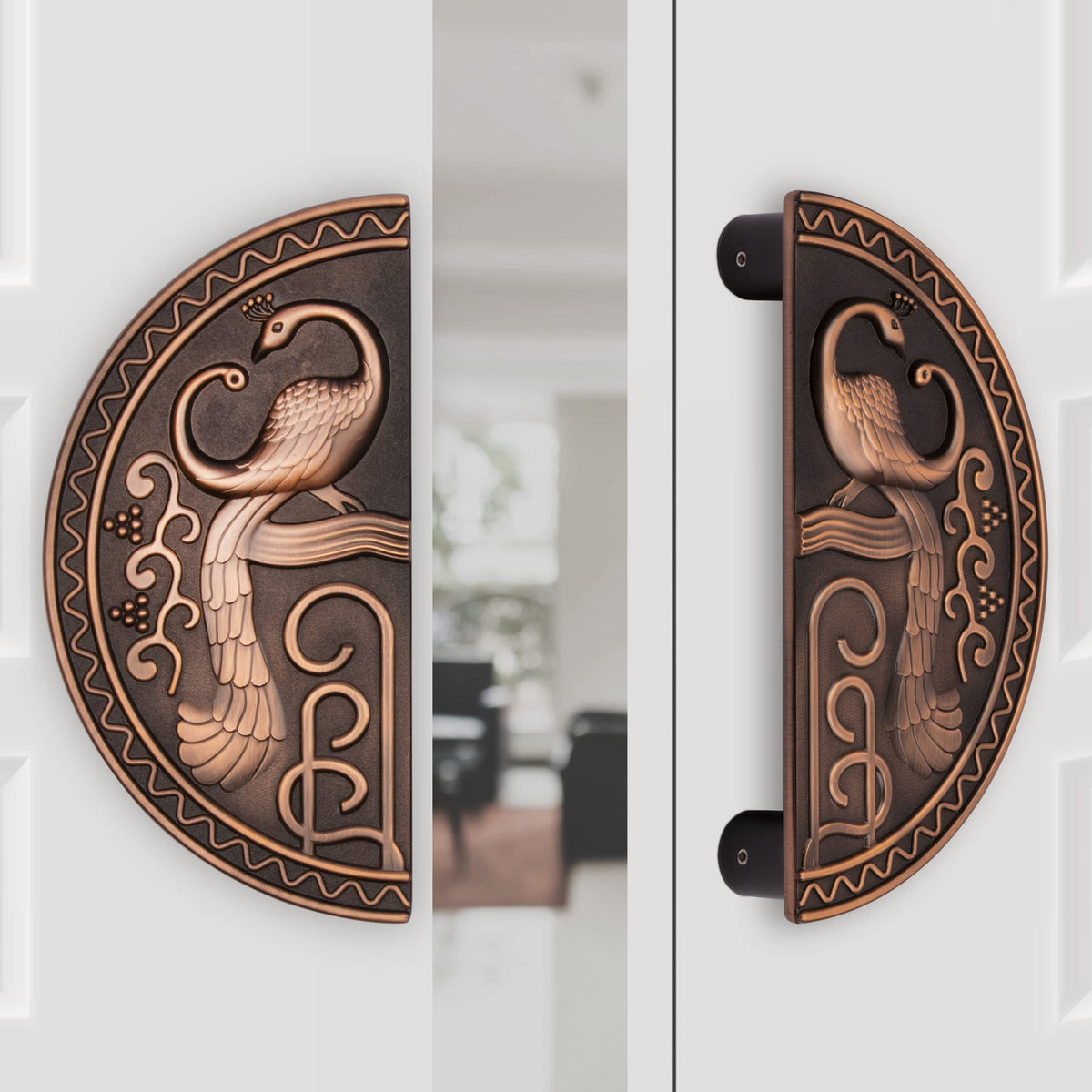 Plantex 8 inches Heavy Duty Main Door Handle/Pull Push Round Shape Handle for Main Door & Home Decor/3 Years Warranty (323-Copper Antique Finish)-1