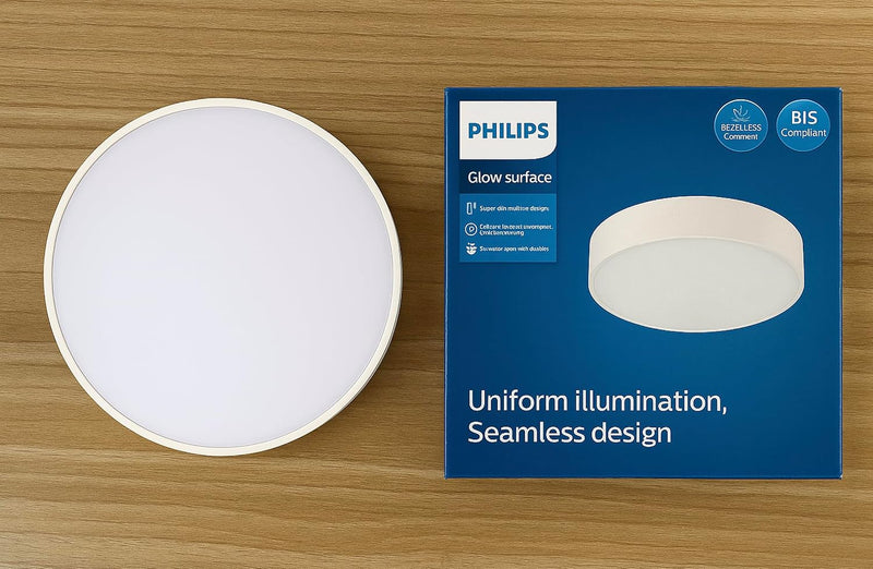 Philips LED Glow Surface Downlight Metal Body, Trim Less Sleek and Energy-efficient Surface Mount Light (4000K - Natural White, B0FLQ5P3D3)