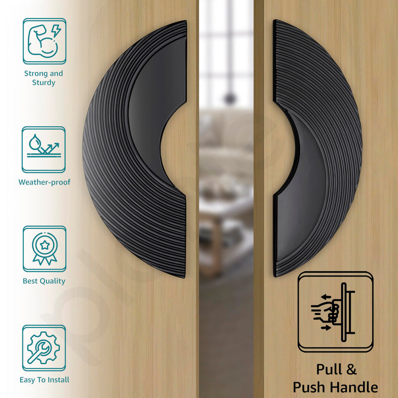 Plantex Premium 8-inch Door Handle Round Shape Main Door Handle/Pull Push Door Handle/Door & Home Decor/3 Years Warranty Pack of 1 (277-Black)-2