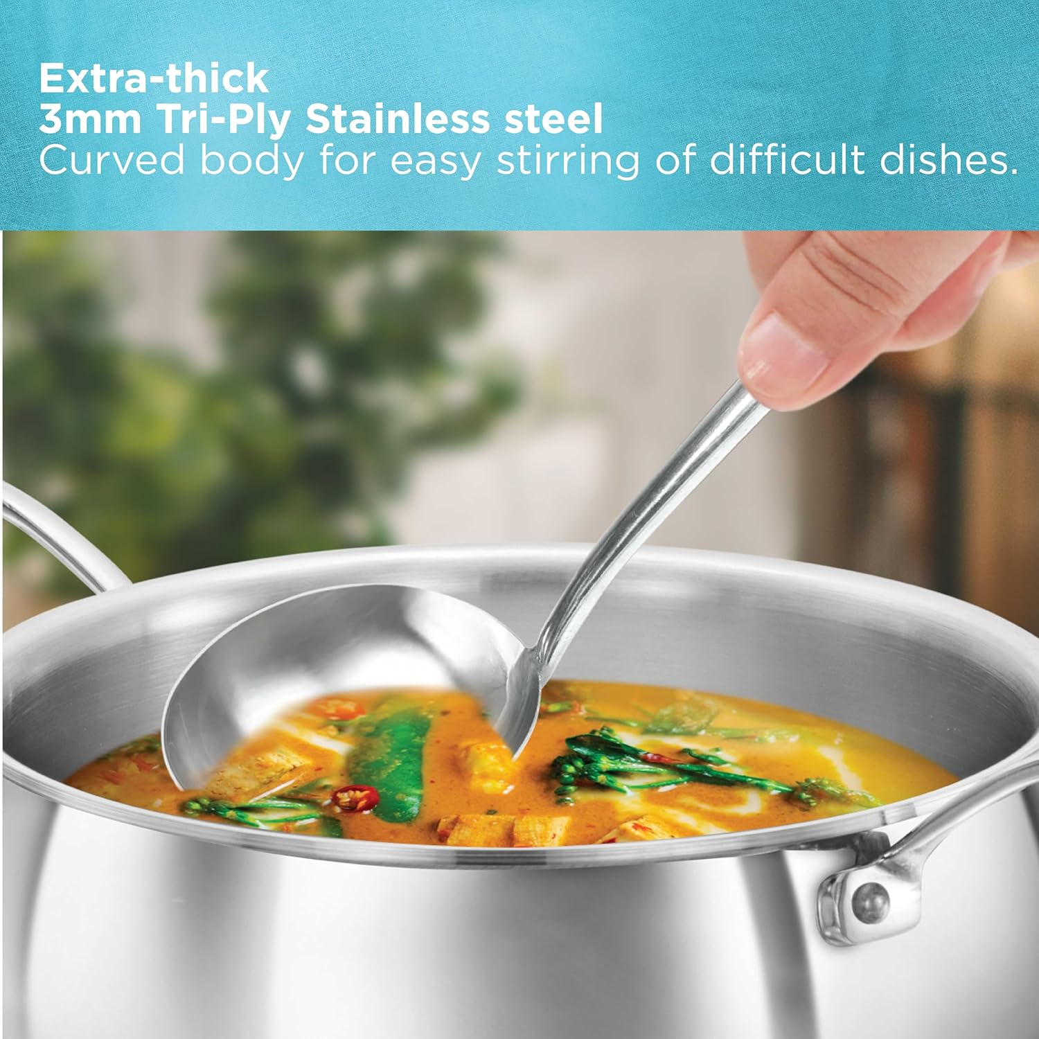 Hawkins 3L Pro Triply Stainless Steel Handi with Steel Handles and Steel Lid, Silver (PSH30S)