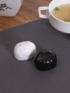Clay Craft Basics Cruet Set/Salt and Pepper Shaker, Stone Look, White and Black, 2 Pcs