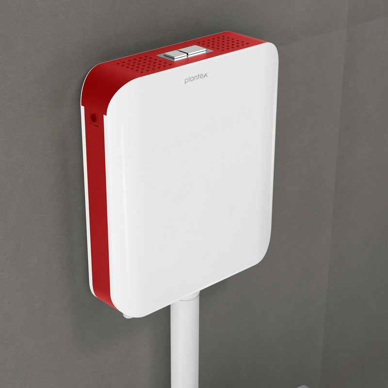 Plantex Flush Tank for Toilet/7 LTR Water Capacity Flushing Cistern/Polypropylene Slim Dual Tone Toilet Flush Tank - Pack of 1 (Red and White)-1