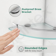 Plantex Frosted Glass Corner/Shelf for Bathroom/Wall Shelf/Storage Shelf - (12x12 in,Chrome-Pack of 2)-4