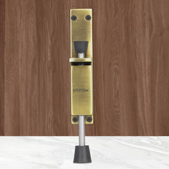 Plantex Kickdown Door Stopper Spring Loaded Telescopic Step On/Off Door Stopper Rubber, Adjustable Heavy Duty Door Locks Holder Stops/Release by Foot/Door Stop - (Brass Antique)-2