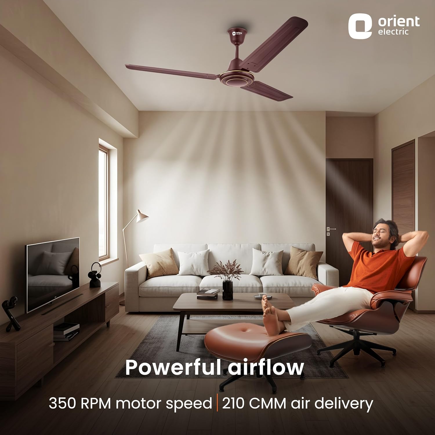 Orient Electric Apex-FX 1200mm Ceiling Fan for Home| BEE 1 Star Rated Energy Efficient Fan| Rust Resistant | Strong and Powerful Motor | 2 Years Warranty by Orient | Brown - Pack of 1
