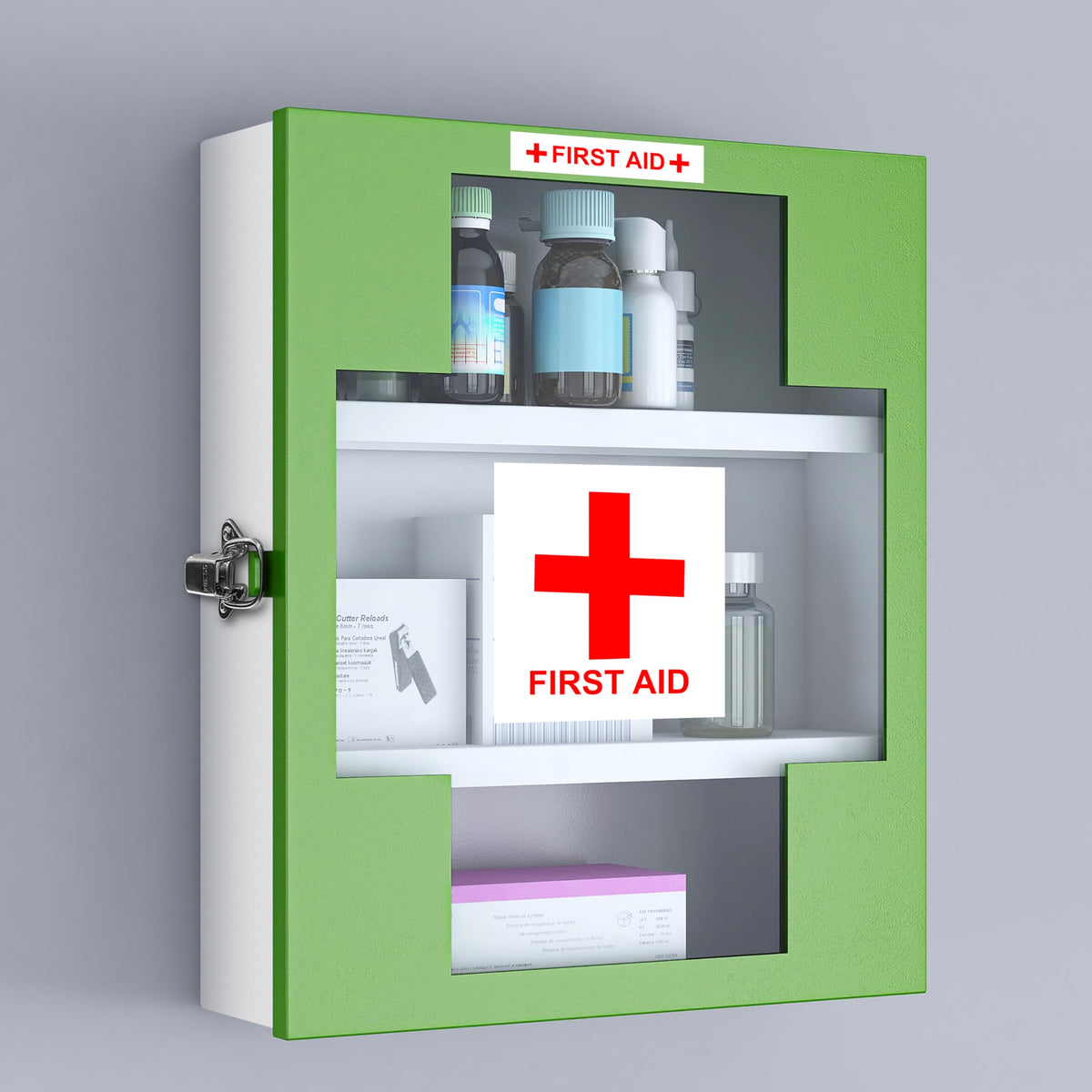 Plantex First Aid Box/Medical Box/Emergency First Aid Kit Box Without Key/Medicine Storage Boxes for Home, School & Office with Multi Compartment - (Green & White)