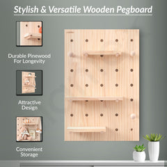 Plantex Multipurpose Pine Wood Pegboard for Home/Wood Display Shelf/Wall Organizer for Bedroom/Kitchen/Bathroom - (24x16 inches)-3
