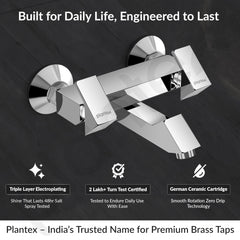 Plantex PRI-316 Pure Brass Non Telephonic Wall Mixer with Water Saving Technology Tap/Mixer Tap for with Brass Wall Flange and Teflon Tape-7 Year Warranty (Chrome)-2