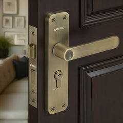 Plantex Heavy-Duty Door Lock/Door Handle Set with 3 Years of Warranty/Mortise Lock with 3 Keys, Brass Lockbody & Cylinder (8136 - Brass Antique)-1