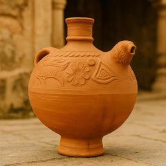 BS Natural Handcrafted Clay Water Surahi | Natural Mitti Ki Surahi for Cold Drinking Water | Eco-Friendly Earthen Water Pot | Traditional Terracotta (Surai, 5-6 Liter)