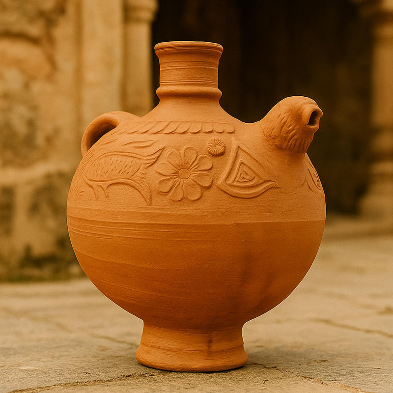 BS Natural Handcrafted Clay Water Surahi | Natural Mitti Ki Surahi for Cold Drinking Water | Eco-Friendly Earthen Water Pot | Traditional Terracotta (Surai, 5-6 Liter)