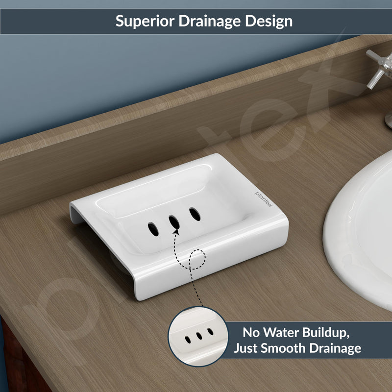 Plantex Acrylic Floor Soap Holder for Bathroom/Soap Case/Soap Dish/Bathroom Accessories - (White)-5