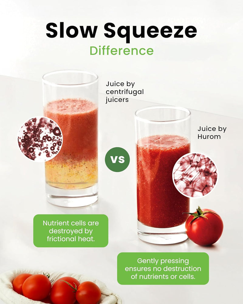 Hurom New H400 Cold Press Juicer, Premium Slow Juicer, All-in-1 Juicer for Fruits, Vegetables, Nut Milk, Ultra-Quiet Motor, Easy to Clean, Strainer & Hands Free with Self Feeding, 15 Years Warranty