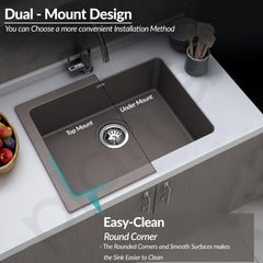 Plantex Quartz Acrylic Matt Kitchen Sink/Undermount Sink For Kitchen With 10 Years Warranty By /Granite Single Bowl Kitchen Sinks With Coupling (Con-24X18 Inches)-6