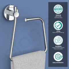 Plantex Stainless Steel Towel Ring for Bathroom/Napkin-Towel Hanger/Wash Basin/Bathroom Accessories - (Chrome-Rectangle) - Pack of 3-4