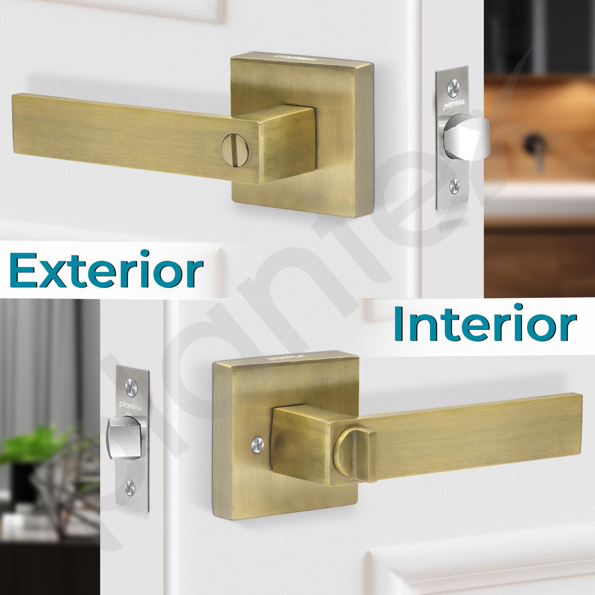 Plantex New Age Bathroom Door Locks/Key-Less Door Lock Set for Bedroom/Balcony/Office/Storeroom - Reversible Design (Brass Antique Finish, 30mm to 50mm Door Range)-4