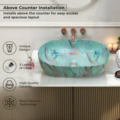 Plantex Ceramic Matt Tabletop Wash Basin for Bathroom/Designer Hand Wash Sink/Oval Countertop Bathroom Sink/Home/Office (21.5 x 13.5 x 6 Inch)-2